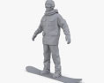 Homem de Snowboard Modelo 3d