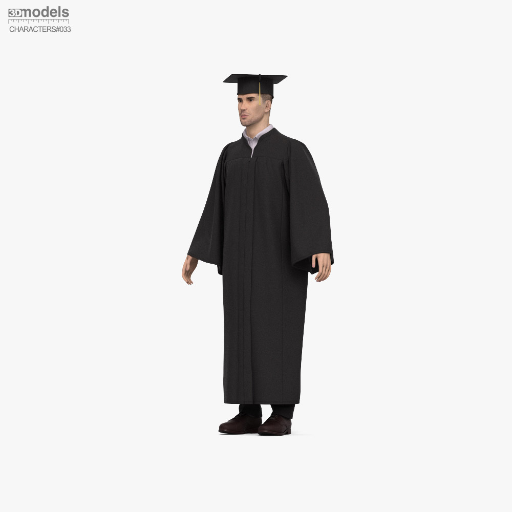 Student mit Abschluss 3D-Modell