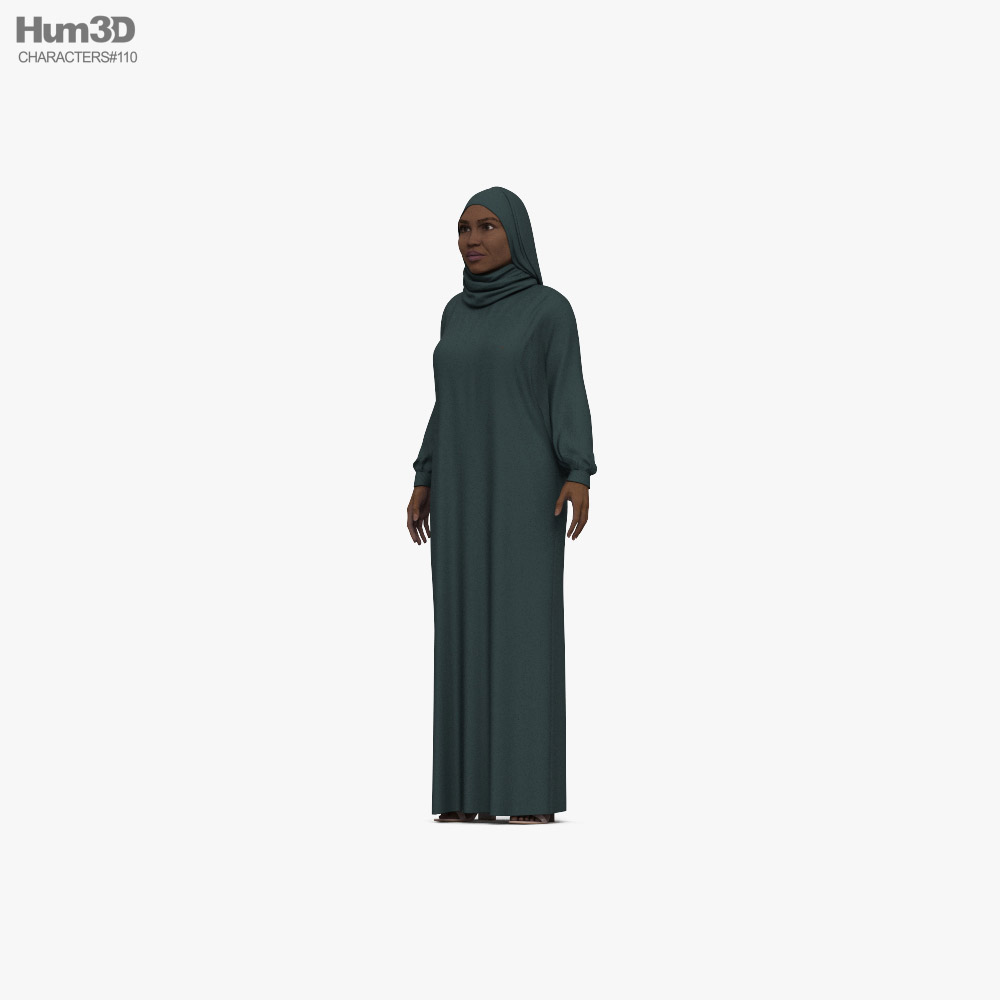 African-American Woman in Hijab Modello 3D