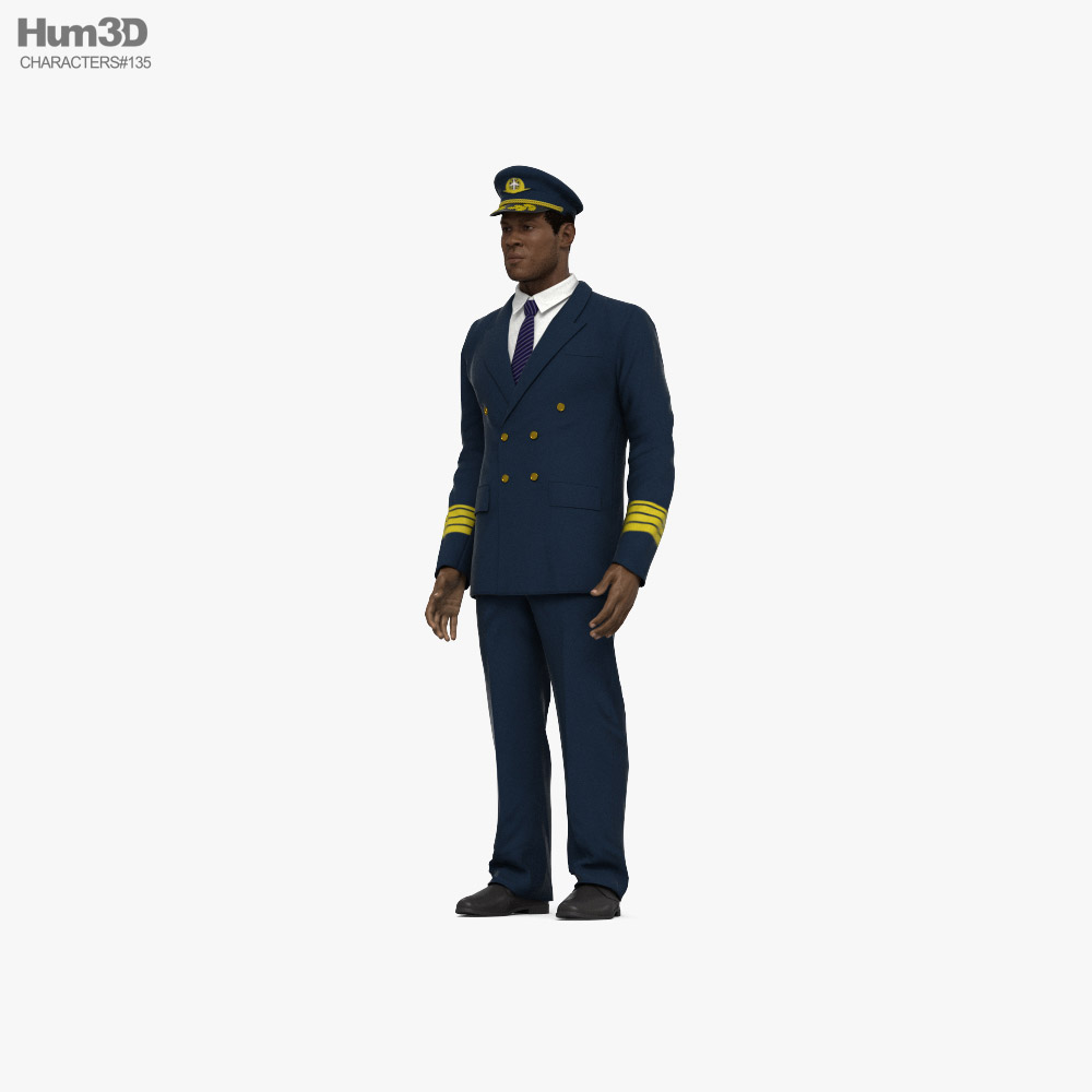 African-American Airline Pilot 3D model