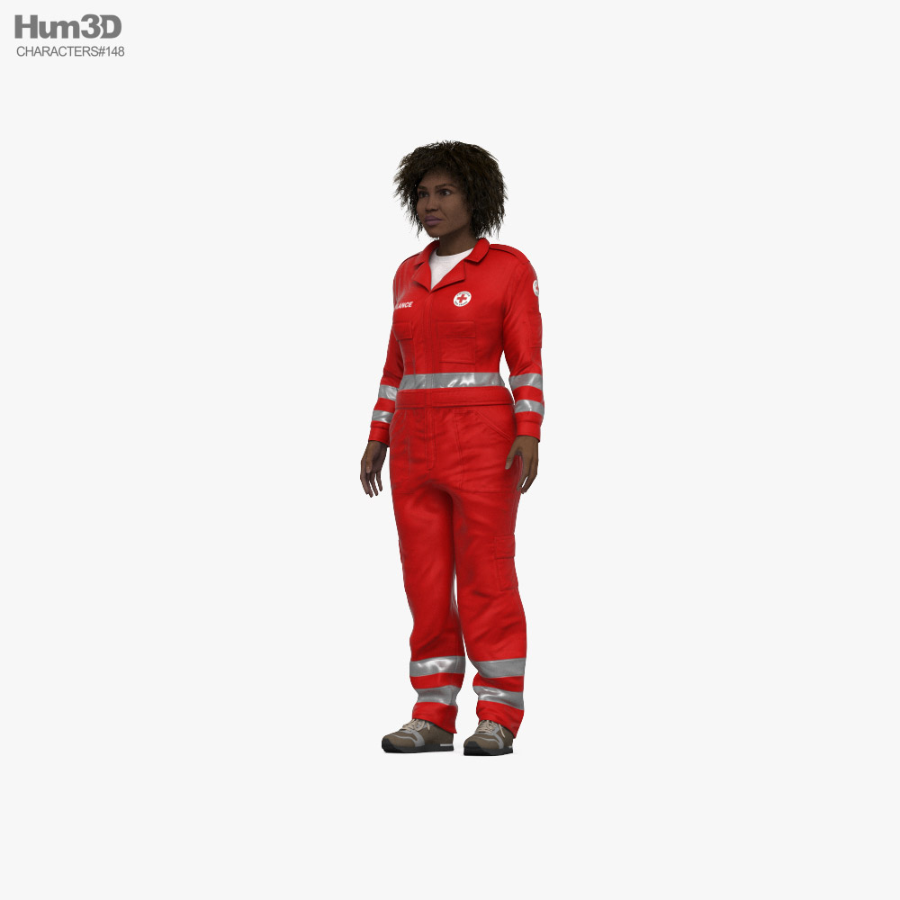 African-American Paramedic Woman 3D model