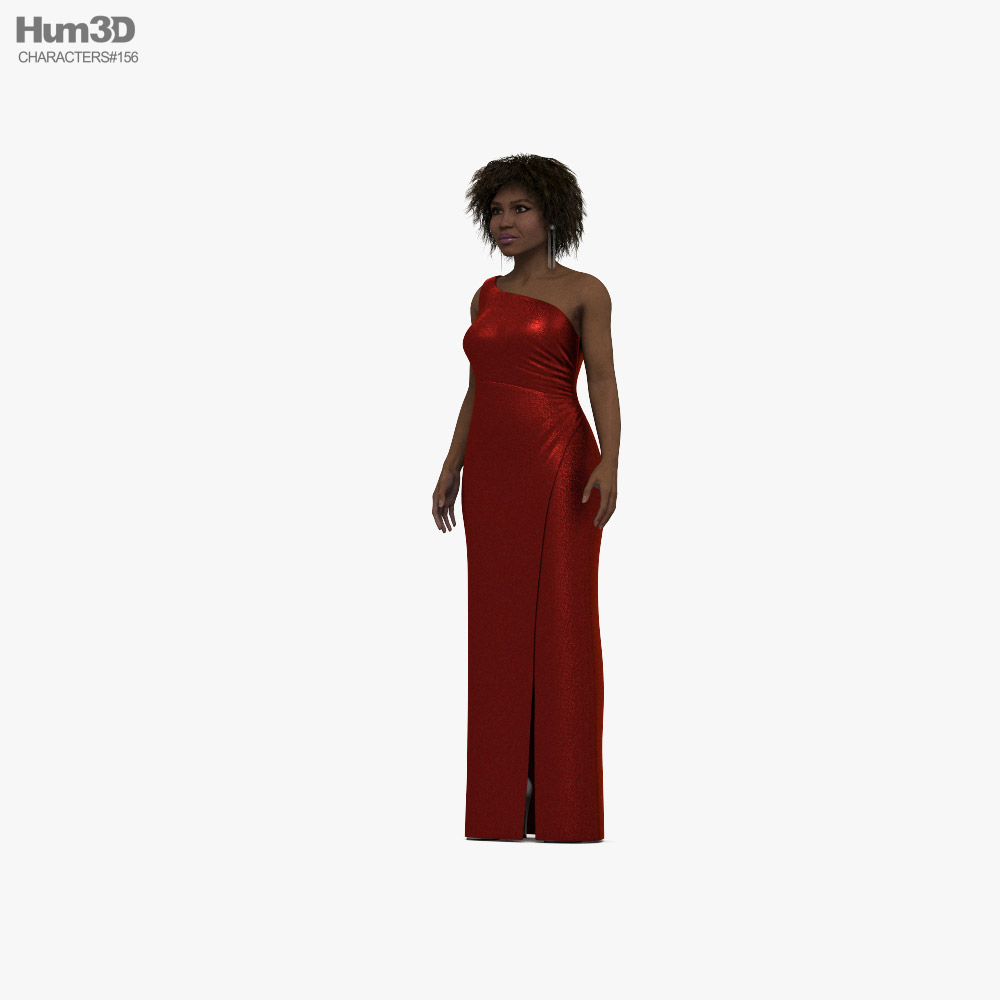 African-American Woman Evening Dress 3D模型