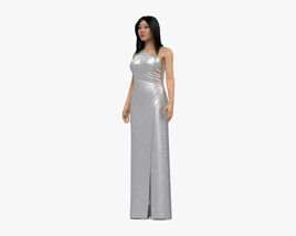 Asian Woman Evening Dress Modelo 3d