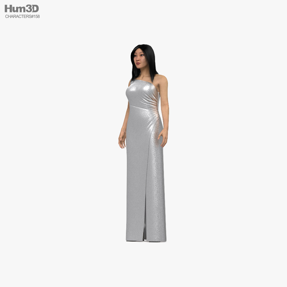 Asian Woman Evening Dress 3D 모델 
