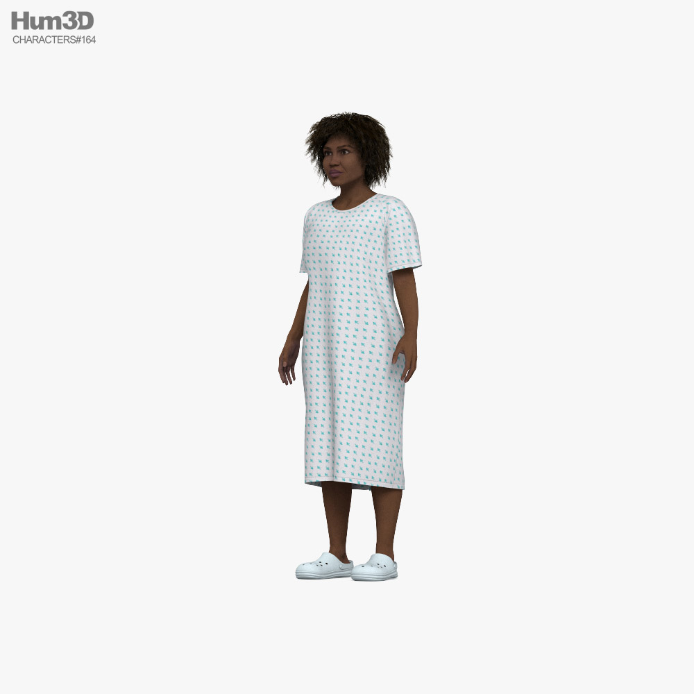 African-American Woman Hospital Patient 3D model