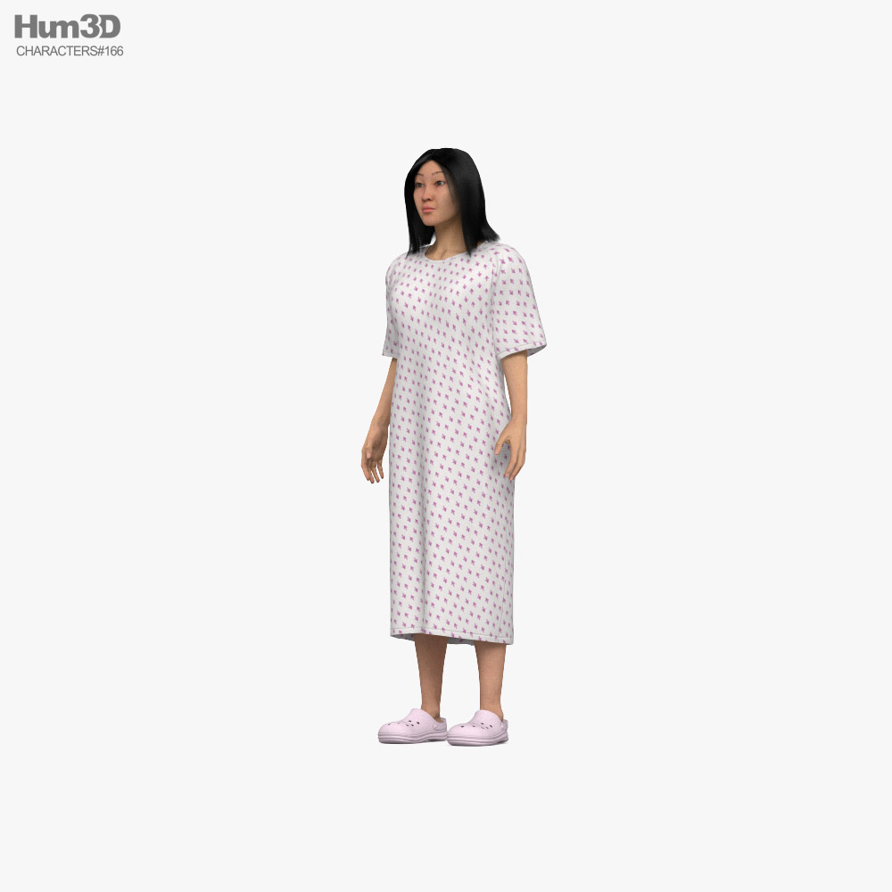 Asian Woman Hospital Patient Modello 3D