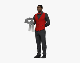 African-American Waiter Modèle 3D