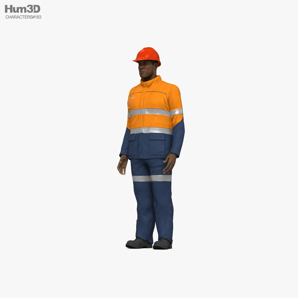 African-American Workman Mining Safety Modelo 3d