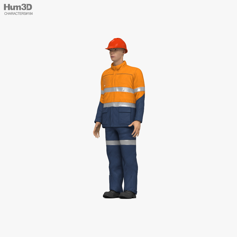 Asian Workman Mining Safety Modèle 3D