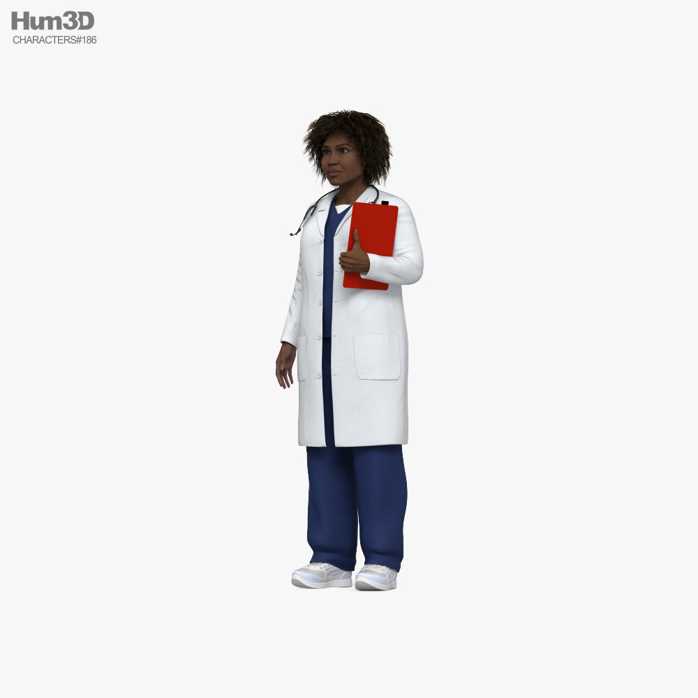 아프리카계 미국인 여성 의사 3D 모델 