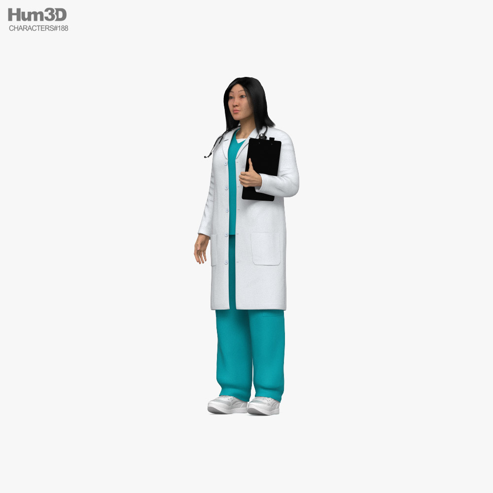 Médica asiática Modelo 3d