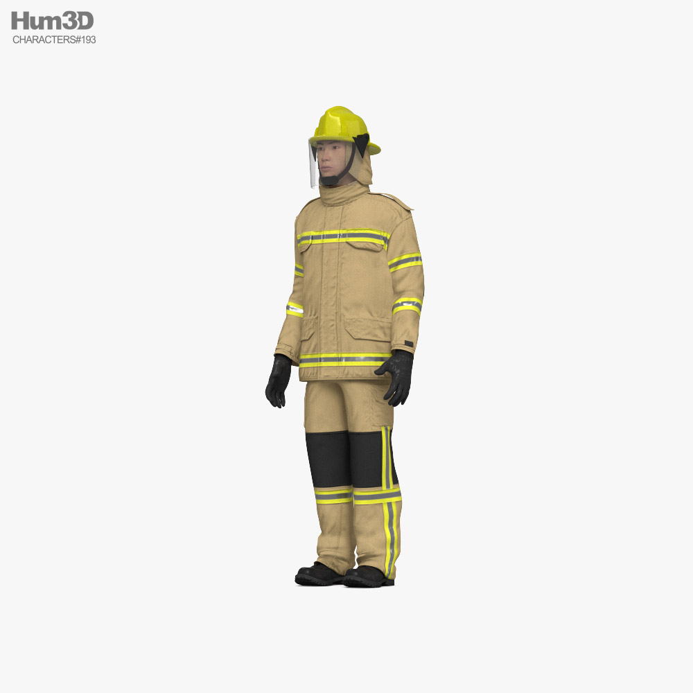 Asiatischer Feuerwehrmann 3D-Modell