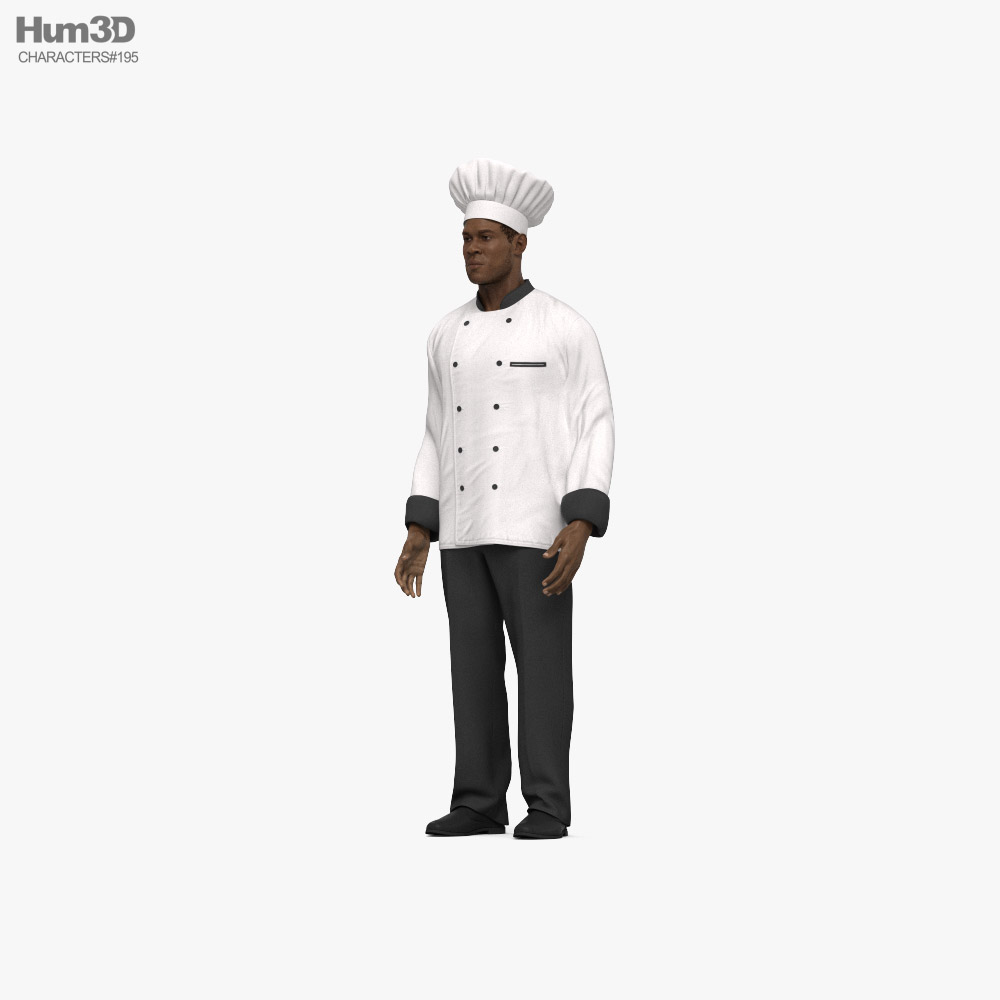 Chef afro-americano Modelo 3d