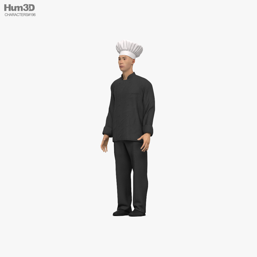 Chefe de cozinha asiático Modelo 3d