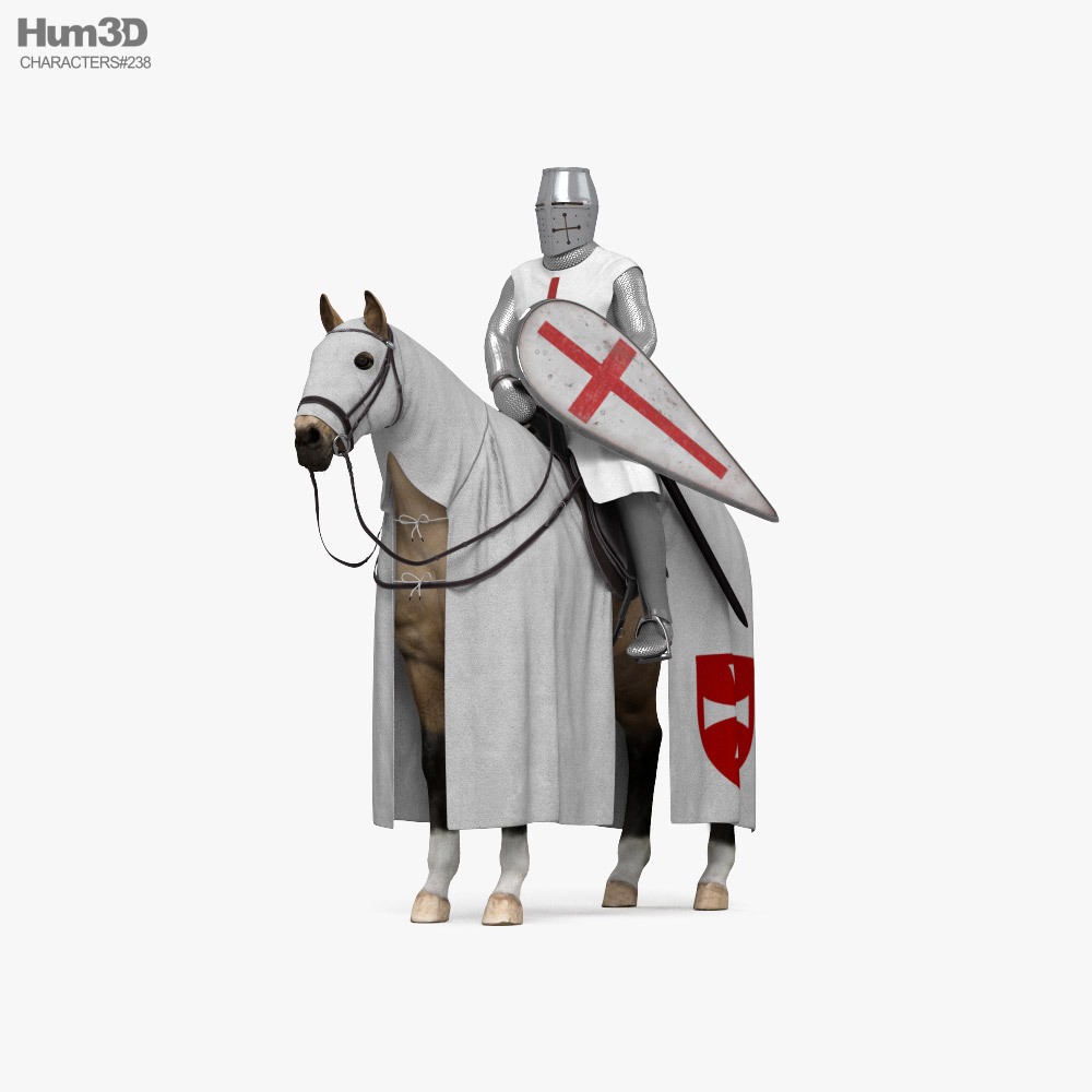 Crusader Knight on Horse 3D model