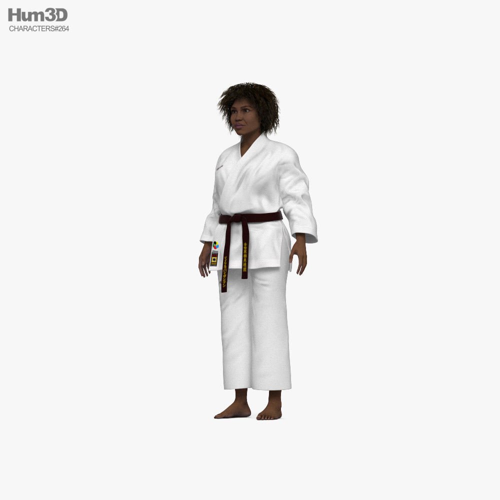 African-American Woman in Kimono Modèle 3D