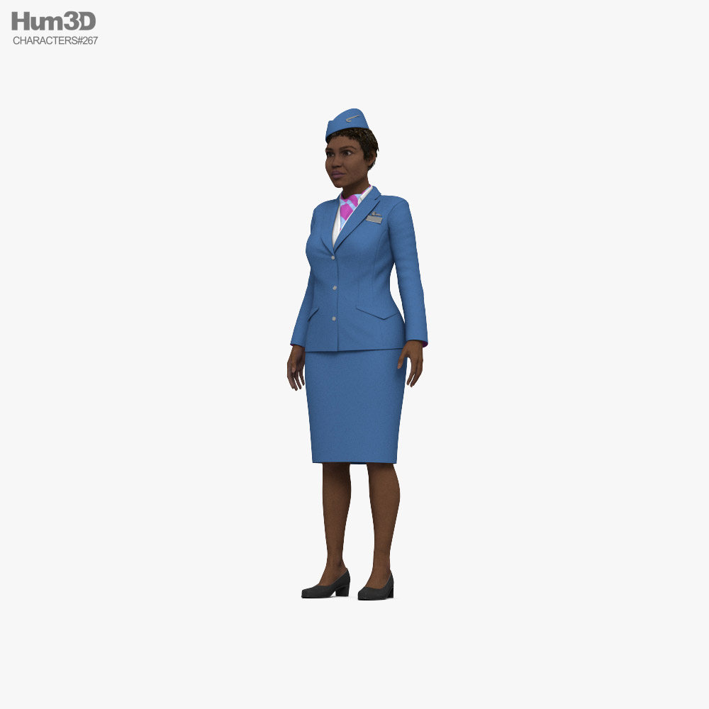 African-American Stewardess 3D model
