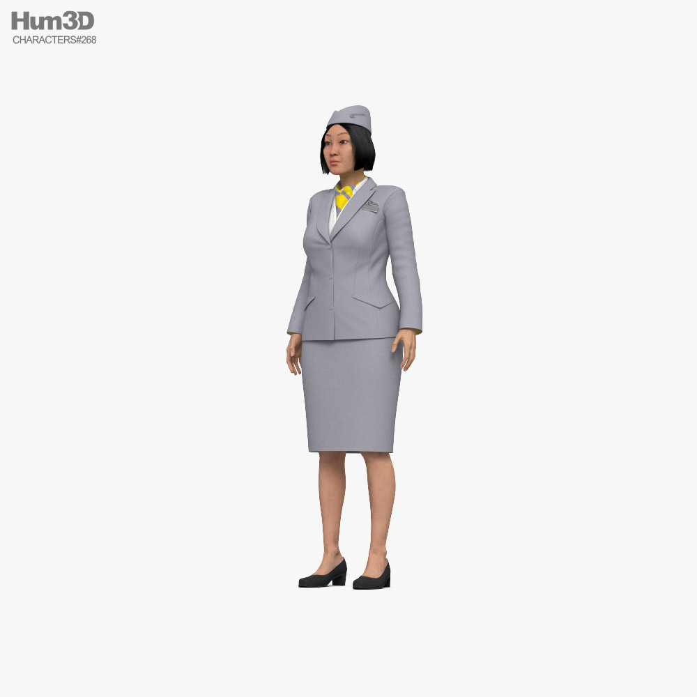 Asian Stewardess 3D model