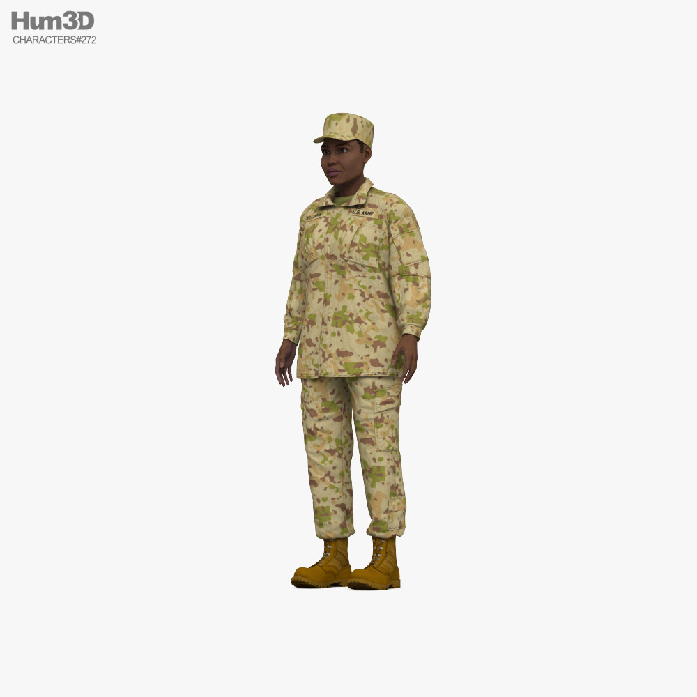 African-American Female Soldier Modèle 3D
