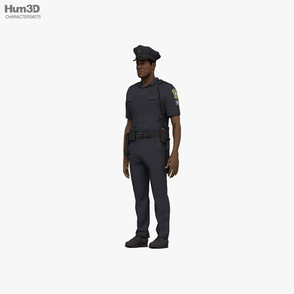 African-American Police Officer Modello 3D