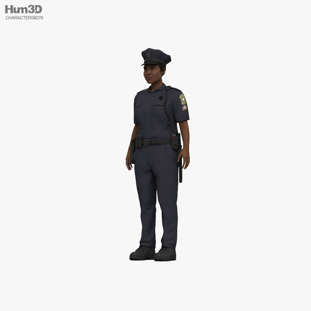 African-American Female Police Officer Modèle 3D