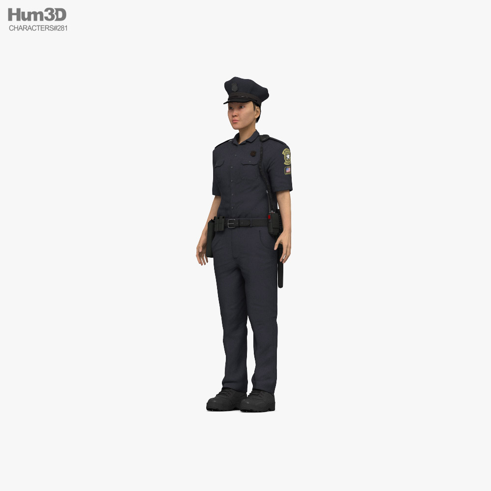 Asian Female Police Officer Modèle 3D