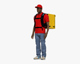 African-American Food Delivery Man 3D模型
