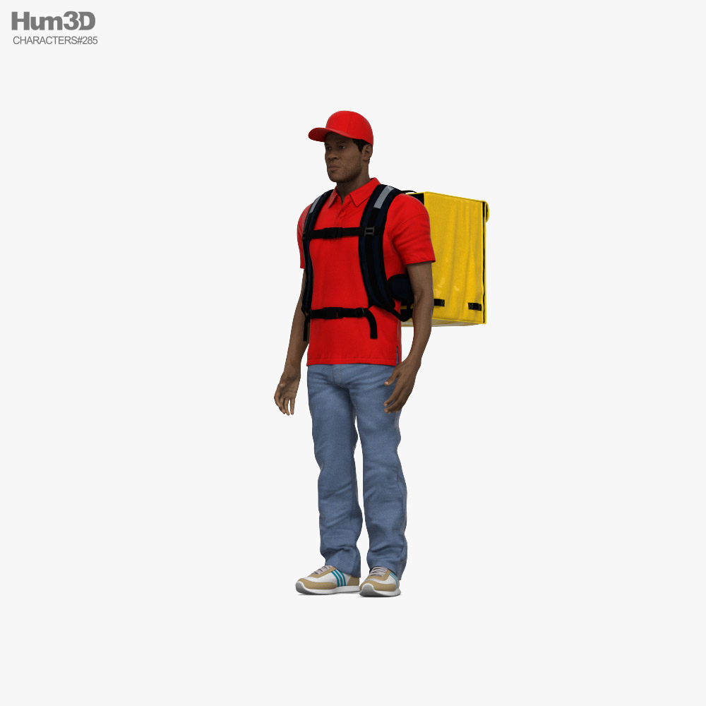 African-American Food Delivery Man Modèle 3D
