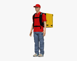 Asian Food Delivery Man Modello 3D