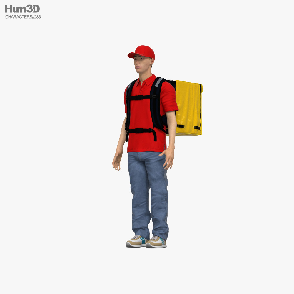 Asian Food Delivery Man 3D model