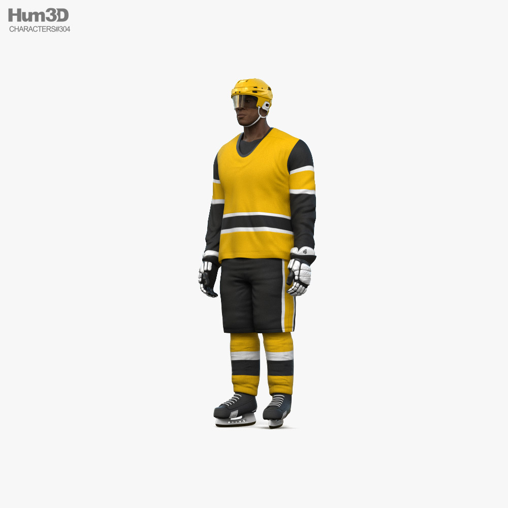 African-American Hockey Player 3D model