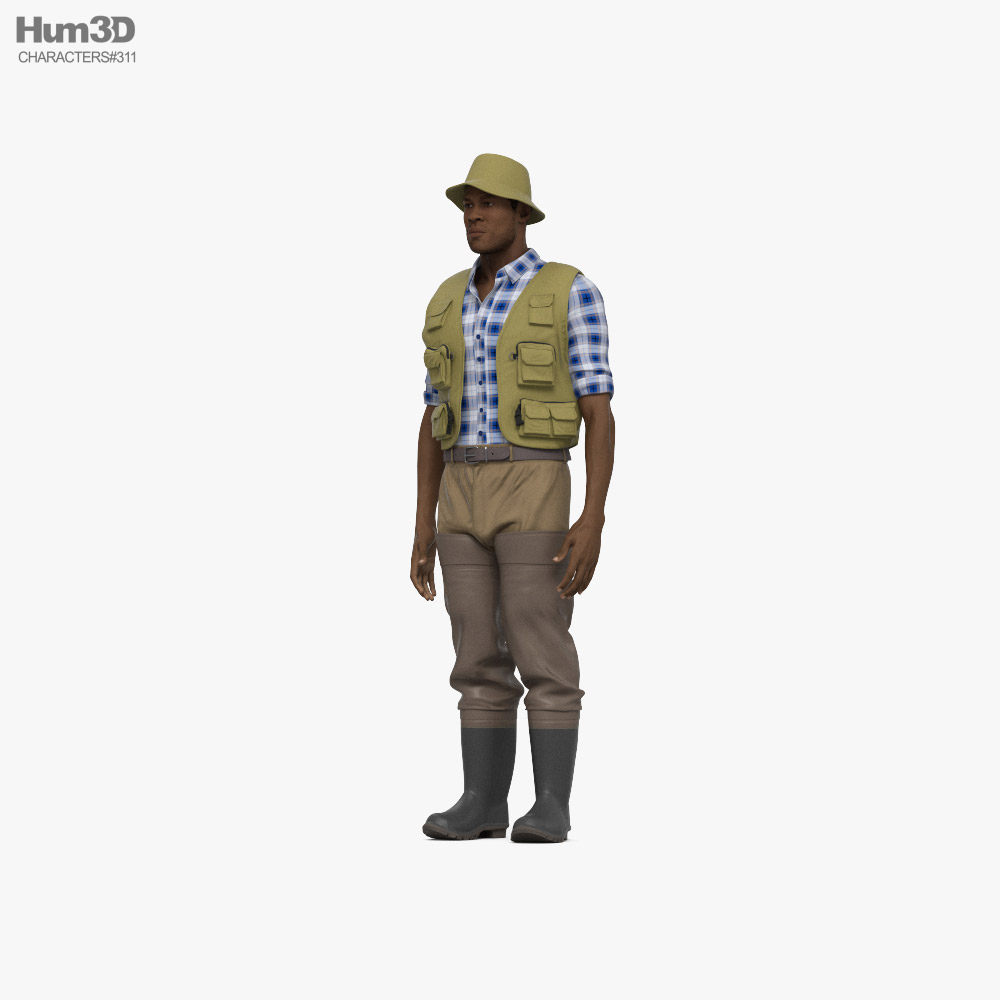 African-American Fisherman 3D-Modell