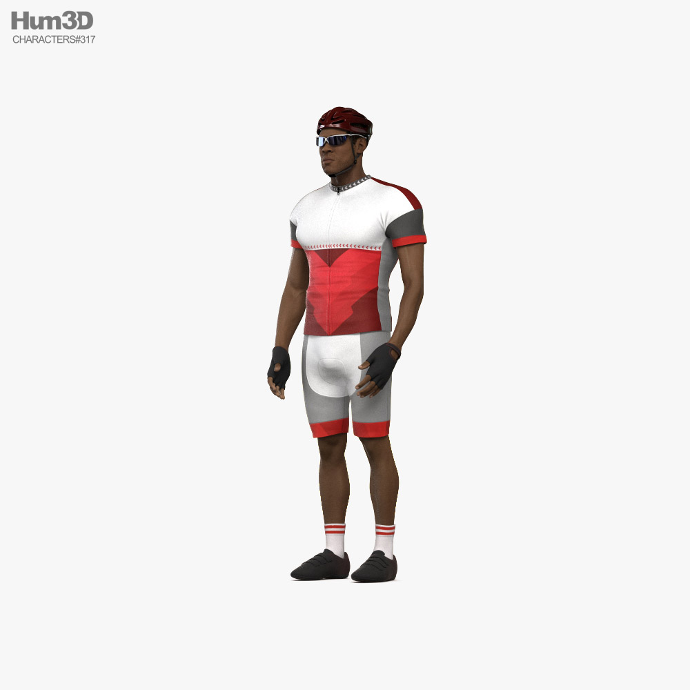 African-American Racing Cyclist Modello 3D