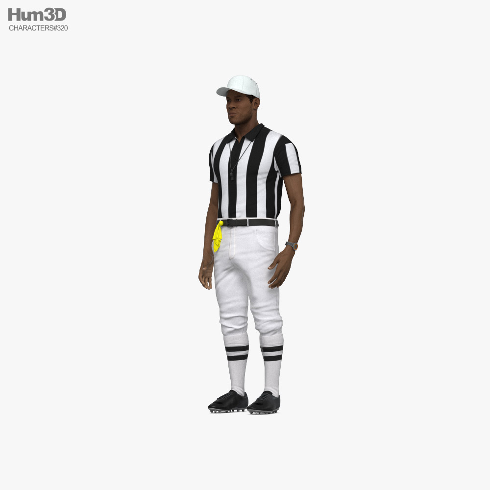 African-American Football Referee Modello 3D