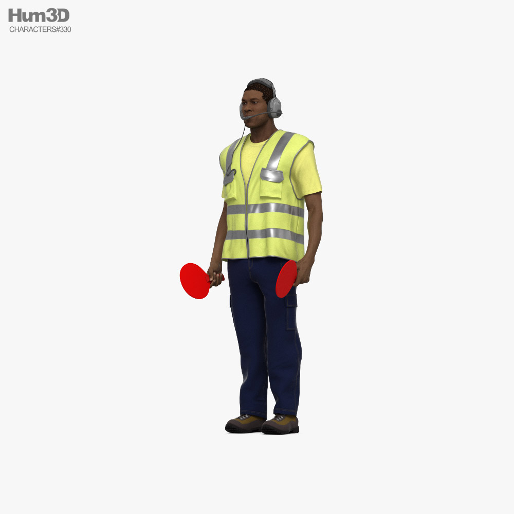 African-American Aircraft Marshaller 3Dモデル