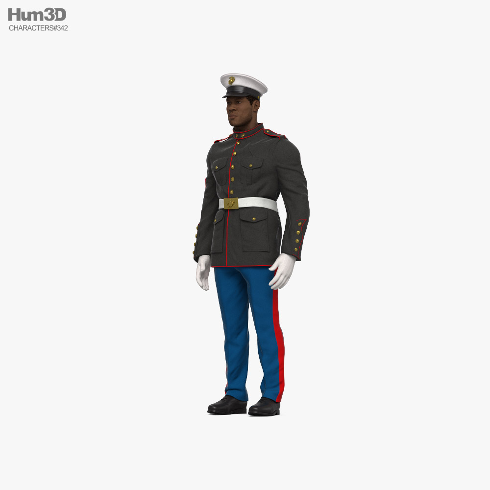 African-American US Marine Corps Soldier Modello 3D