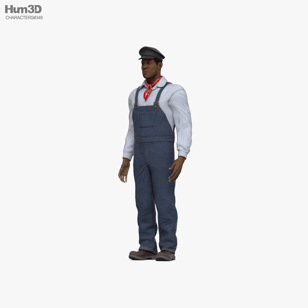 African-American Train Driver 3D 모델 