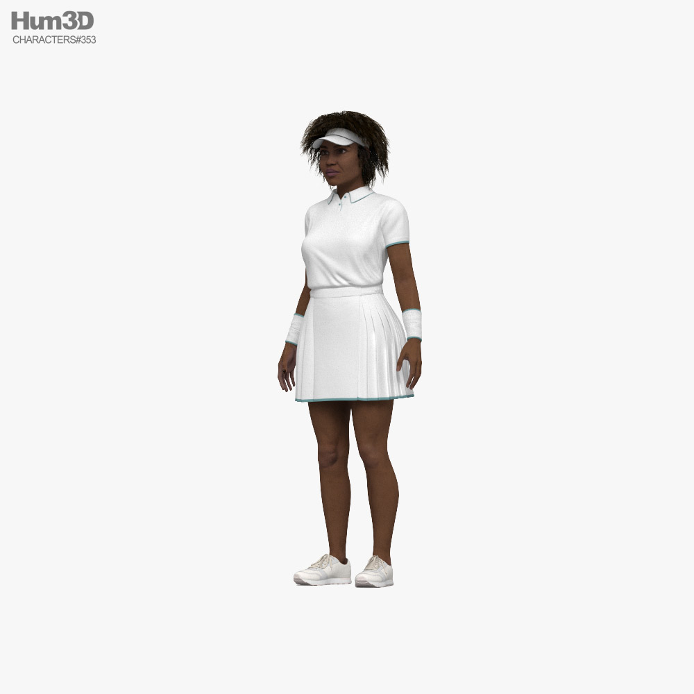 African-American Female Tennis Player 3D 모델 