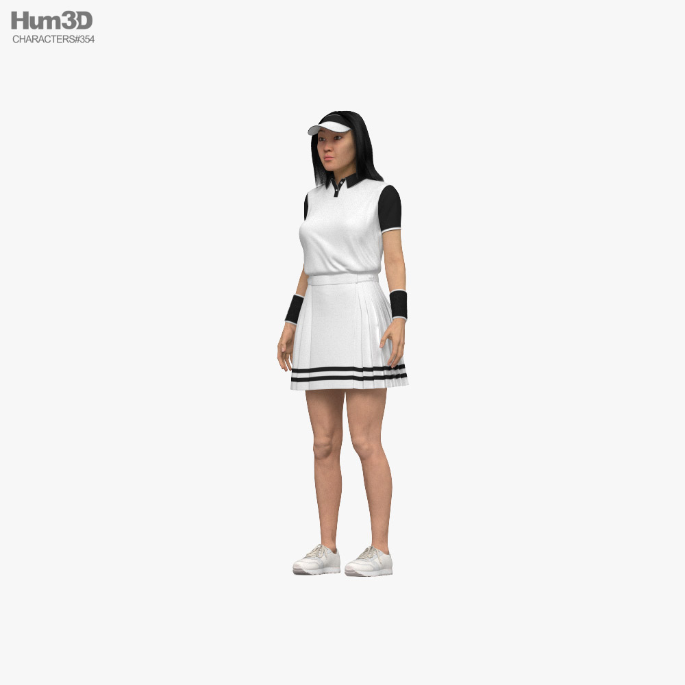 Asian Female Tennis Player Modello 3D