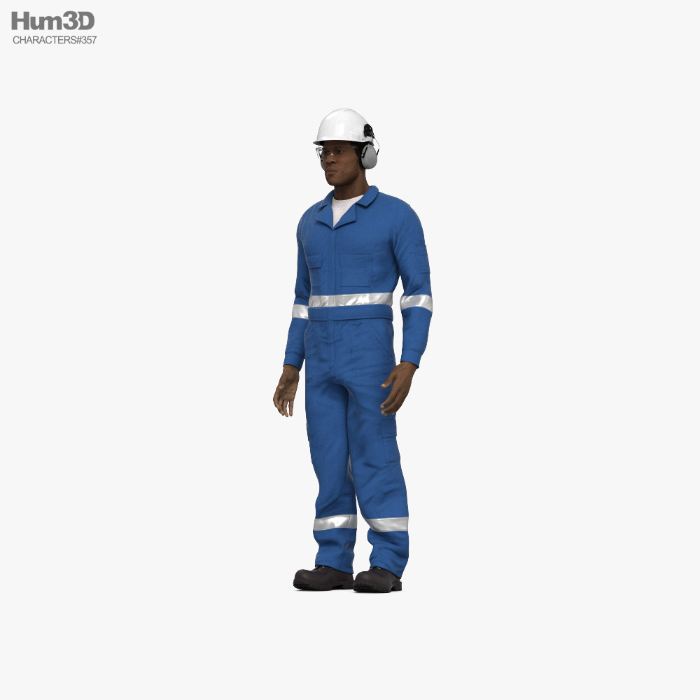 African-American Gas Oil Worker Modello 3D