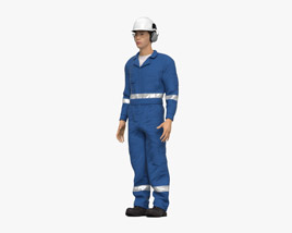Asian Gas Oil Worker Modèle 3D