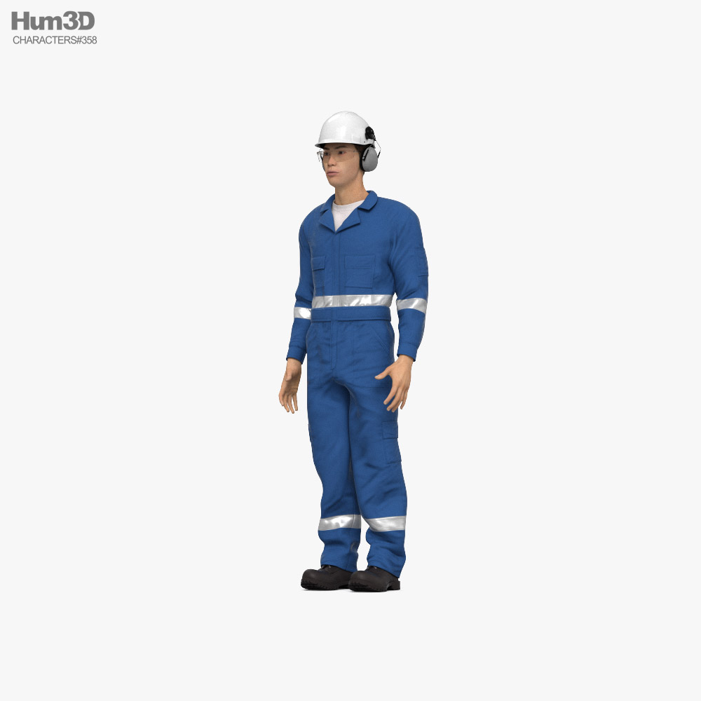 Asian Gas Oil Worker Modelo 3d