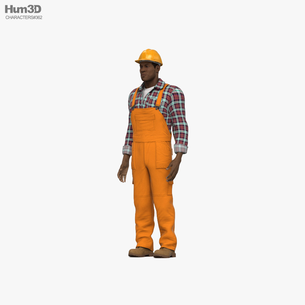 African-American Construction Worker Modello 3D