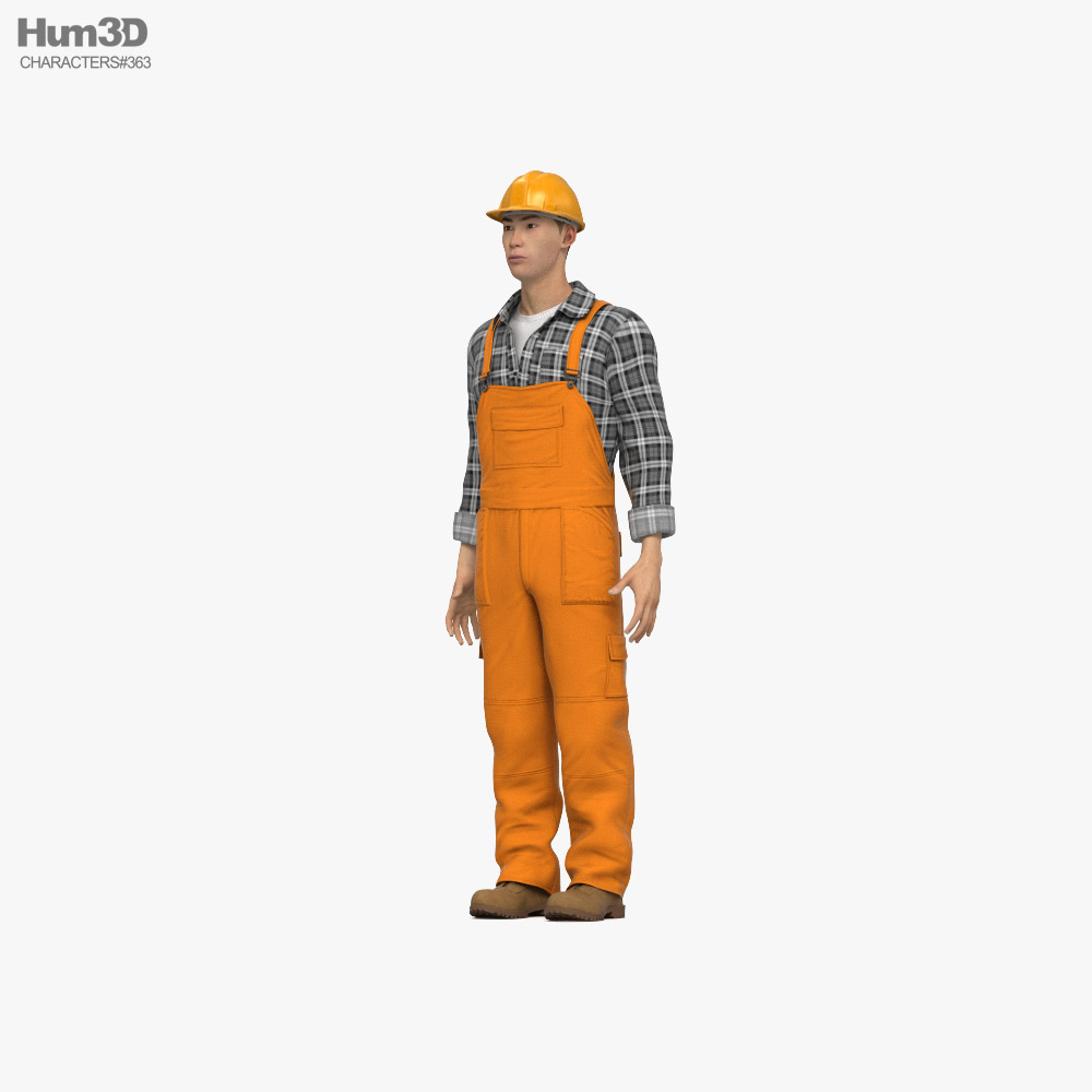 Asian Construction Worker 3D модель