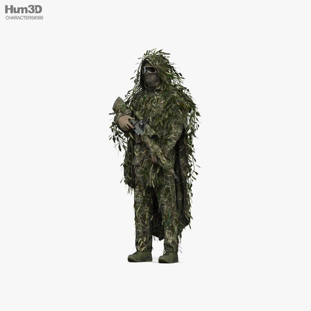 Tactical Camouflage Sniper Ghillie Suit 3D-Modell