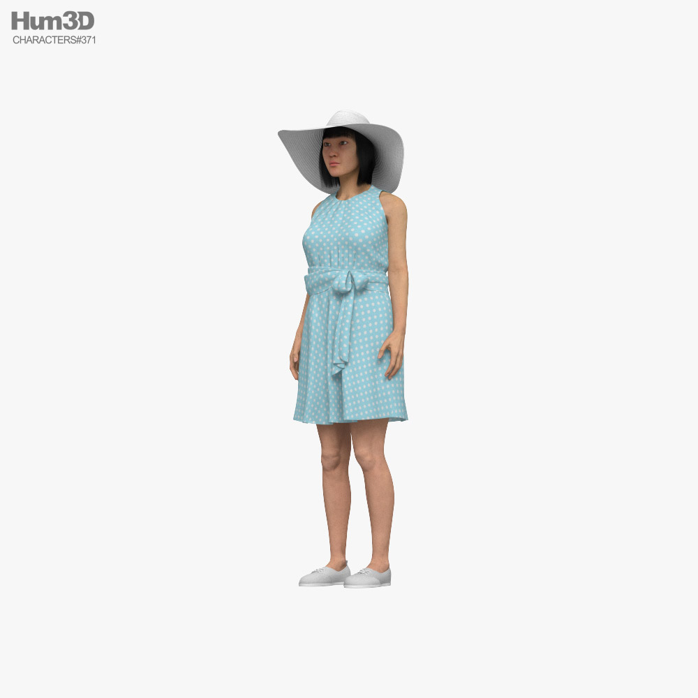 Casual Asian Woman Dress Modello 3D