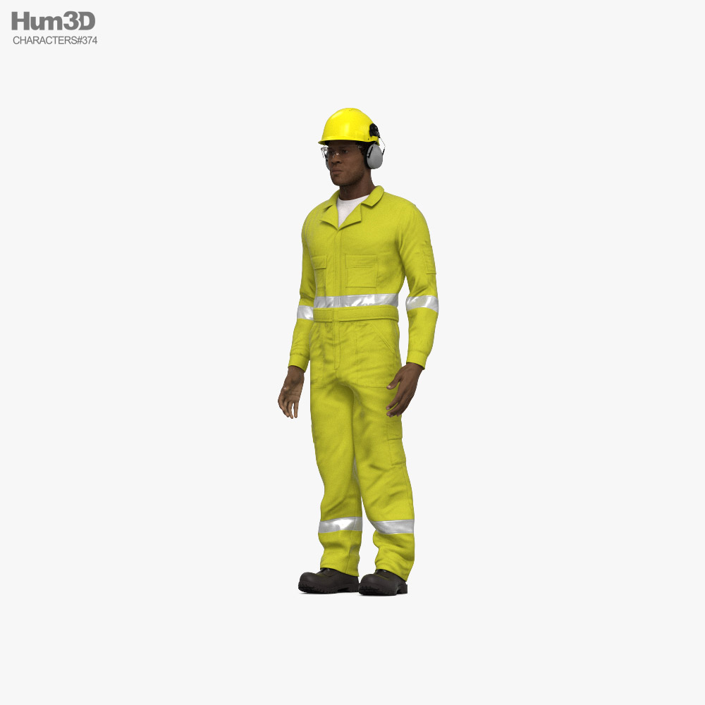 African-American Gas Worker 3D модель