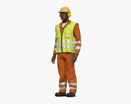African-American Road Worker Modello 3D