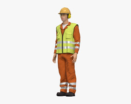 Asian Road Worker Modello 3D