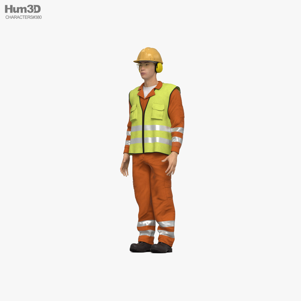 Asian Road Worker 3d model